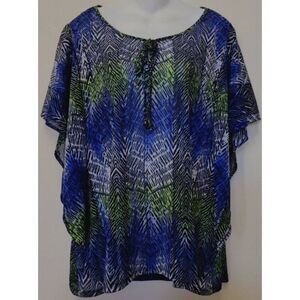 IZOD Top Women XLarge Colorful Sheer Batwing Swim Cover or overlay (R)